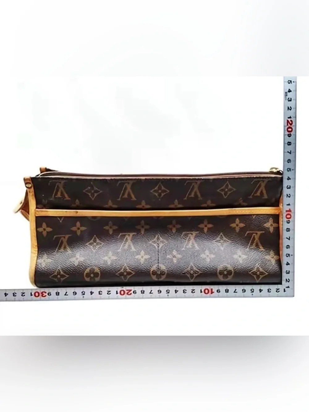 Louis Vuitton Monogram Poppincourt Bag in Brown and Tan Leather Trim